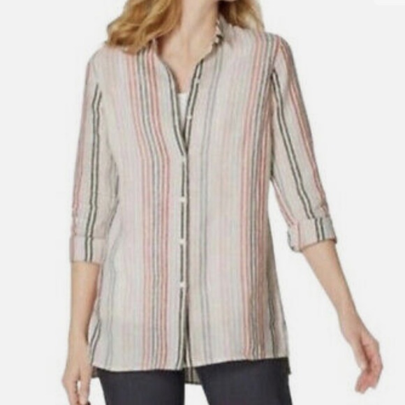 J. Jill Love Linen Essential Shirt Granite Multi - Picture 1 of 10